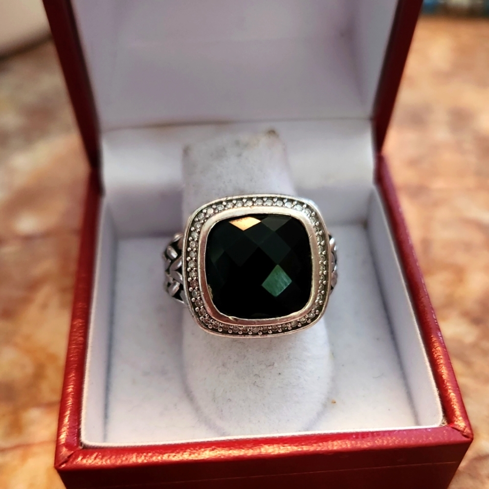Designer onyx diamond ring 6.5